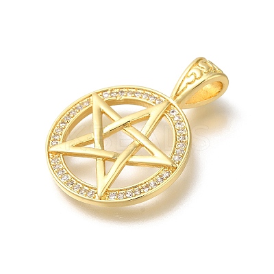Rack Plating Brass with Cubic Zirconia Pendants KK-Z086-58G-1