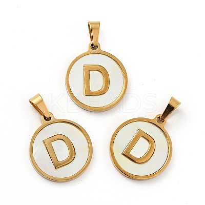 PVD Vacuum Plating 304 Stainless Steel with White Shell Pendants STAS-G268-01D-G-1