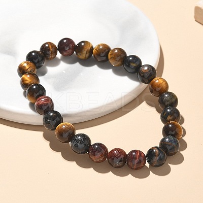 Natural Tiger Eye Bead Stretch Bracelets BJEW-K212-B-005-1