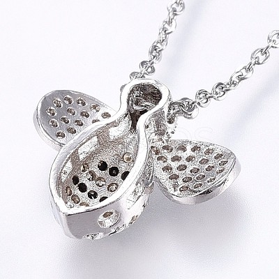 Brass Micro Pave Cubic Zirconia Pendant Necklaces NJEW-H486-10-1