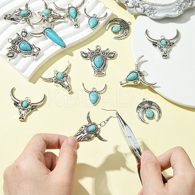 16Pcs 8 Styles Synthetic Turquoise Pendants FIND-CJ0002-39-1