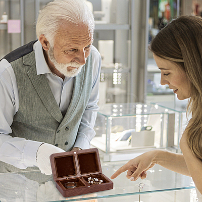 2-Slot Black Walnut Jewelry Magnetic Storage Boxes CON-WH0095-09C-1