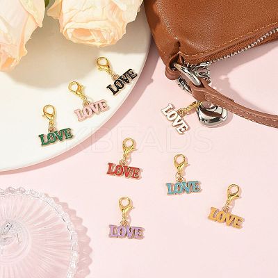 8Pcs 8 Colors Alloy Enamel Pendant Decorations HJEW-FS00084-1
