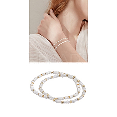2Pcs 2 Styles Glass Seed Beads Stretch Bracelet Sets BJEW-SW001591-1