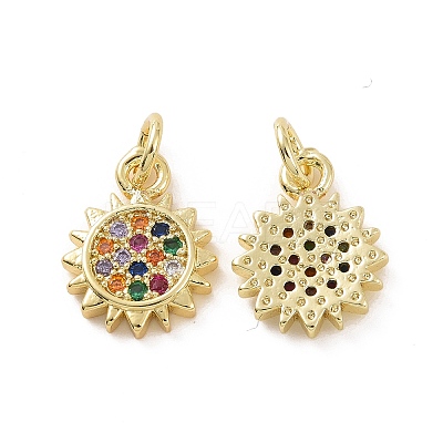 Brass Micro Pave Cubic Zirconia Charms KK-E068-VF173-1