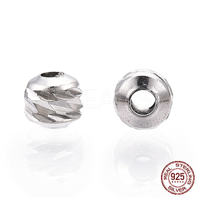 Rhodium Plated 925 Sterling Silver Beads STER-T004-78P-2.5mm-1