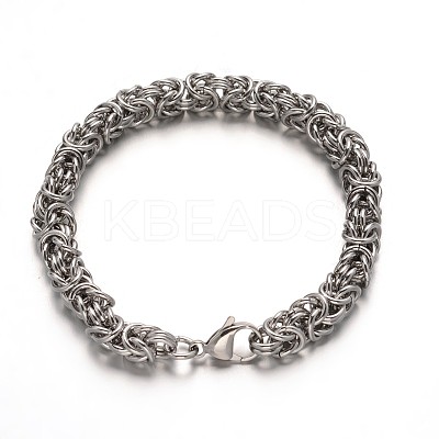 Tarnish Resistant 304 Stainless Steel Byzantine Chains Bracelets X-STAS-L149-14-1