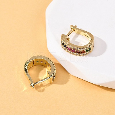 Brass Micro Pave Cubic Zirconia Oval Hoop Earrings EJEW-D332-03B-G-1