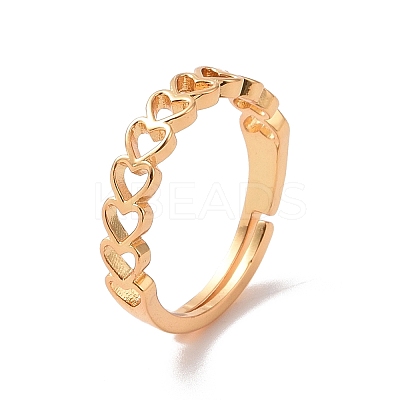 Brass Heart Wrap Adjustable Ring for Valentine's Day RJEW-P034-05G-1