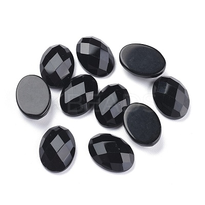Natural Dyed & Heated Black Agate Cabochons G-G760-A10-1