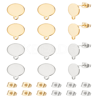 12Pcs 2 Colors 304 Stainless Steel Stud Earring Findings STAS-LP0001-76-1