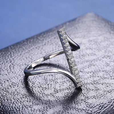 Brass Micro Pave Clear Cubic Zirconia Finger Rings for Women WG82572-03-1