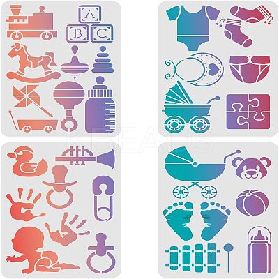 PET Hollow out Drawing Painting Stencils Sets for Kids Teen Boys Girls DIY-WH0172-443-1