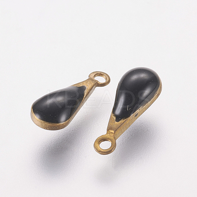 Antique Golden Plated Brass Enamel Teardrop Charms X-KK-Q571-01H-1