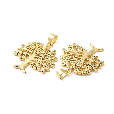Rack Plating Brass Pave Cubic Zirconia Pendants KK-O142-34G-1