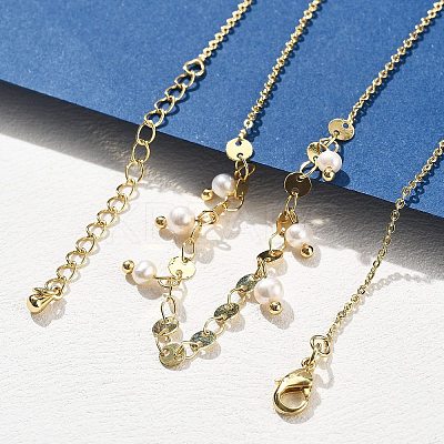 Brass Rolo & Flat Sequin Chains Necklaces for Women NJEW-D302-56-1