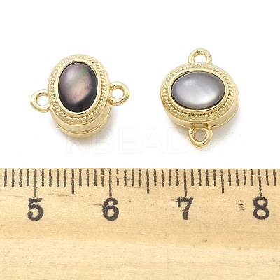 Brass Natural Black Lip Shell Epoxy Magnetic Clasps KK-G528-01G-01-1