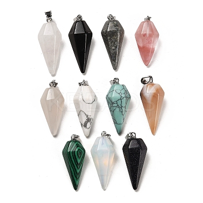 Natural & Synthetic Mixed Gemstone Pendants G-M424-08P-1
