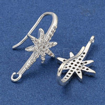 Rack Plating Brass Pave Cubic Zirconia Earring Hooks KK-O143-21S-1
