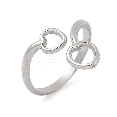 304 Stainless Steel Open Cuff Rings for Women RJEW-A079-05B-P-1