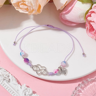 Natural Dyed White Jade Braided Bead Bracelets BJEW-JB09823-03-1