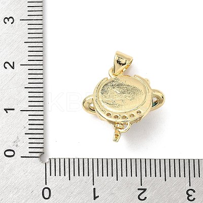 Brass Micro Pave Clear Cubic Zirconia with Resin Pendants KK-L239-048G-01-1