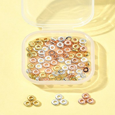 3 Colors Brass Flat Round Spacer Beads KK-FS0001-36-1