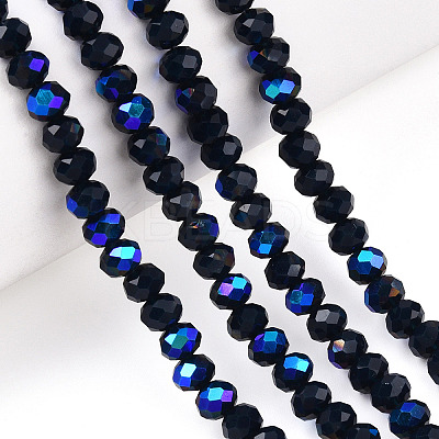 Electroplate Opaque Solid Color Glass Beads Strands EGLA-A034-P8mm-L22-1