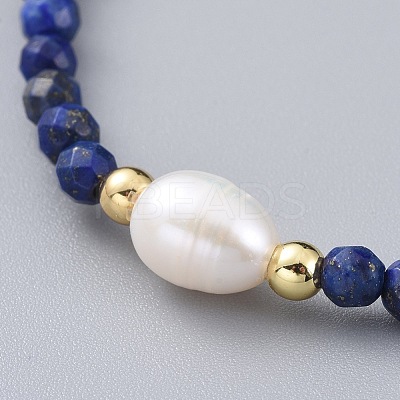 Natural Lapis Lazuli(Dyed) Beads Stretch Bracelets BJEW-JB04676-02-1