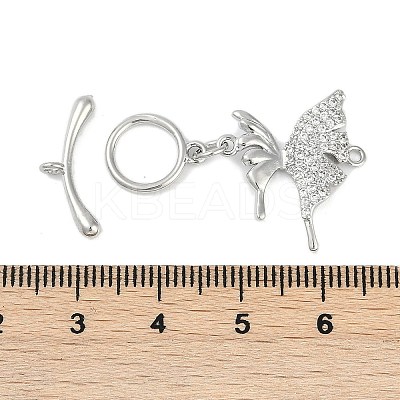Brass Micro Pave Clear Cubic Zirconia Toggle Clasps KK-K391-23P-1