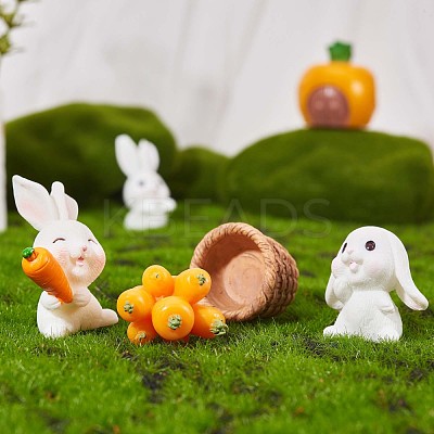 Resin Standing Rabbit Statue Bunny Sculpture Carrot Bonsai Figurine for Lawn Garden Table Home Decoration ( Mixed Color ) JX086A-1