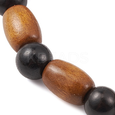 Natural Wood Beaded Stretch Bracelets BJEW-JB09621-1