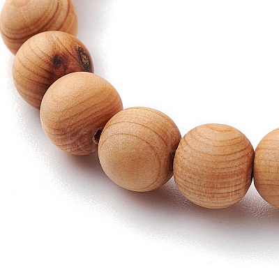 Natural Wood Beads Stretch Bracelets BJEW-JB06516-1