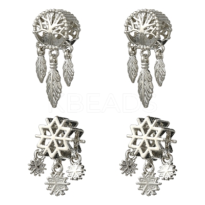 4Pcs 2 Styles Alloy European Beads FIND-YW0009-98-1