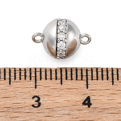 Brass Micro Pave Clear Cubic Zirconia Magnetic Clasps KK-P291-03P-1