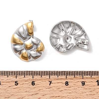304 Stainless Steel Two Tone Conch Stud Earrings EJEW-D343-01GP-1