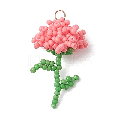 Glass Seed Beaded Flower Pendans PALLOY-MZ01224-02-1