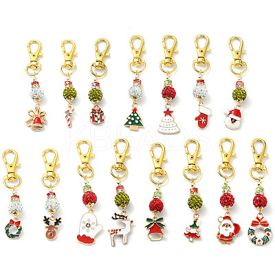 15Pcs 15 Styles Christmas Alloy Enamel Pendant Decorations HJEW-JM02205-S-1