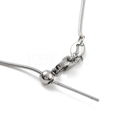 Adjustable Slider 201 Stainless Steel Round Snake Chain Necklaces NJEW-K270-01P-01-1