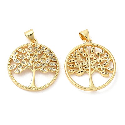 Brass Micro Pave Cubic Zirconia Pendants KK-M249-21G-1