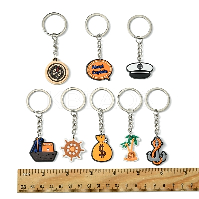 8Pcs 8 Styles Cartoon PVC Pendant Keychain KEYC-FS0001-07-1
