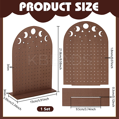 Hollow Moon Wood Earring Organizer Display Stands EDIS-WH0050-02A-1