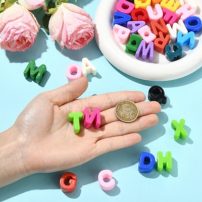 52Pcs 26 Styles Opaque Acrylic European Beads OACR-YW0004-13-1