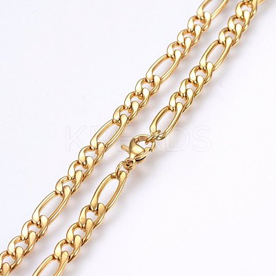 304 Stainless Steel Figaro Chain Necklaces MAK-L015-29B-1