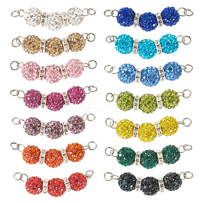 14Pcs 14 Colors Polymer Clay Rhinestone Ball Connector Charms PALLOY-TAC0145-1