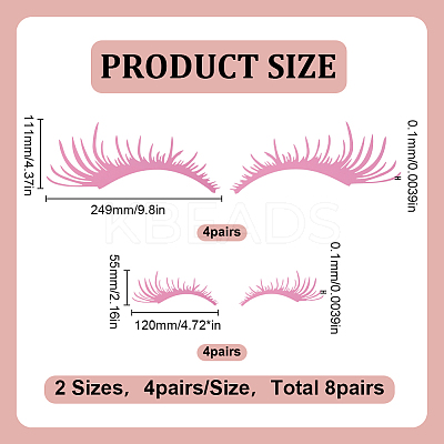 8 Pairs 2 Styles Eyelash Shape Waterproof PVC Picture Stickers DIY-HY0003-05A-1