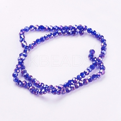 Faceted(32 Facets) Round Electroplate AB Color Plated Glass Beads Strands X-EGLA-D021-67-1