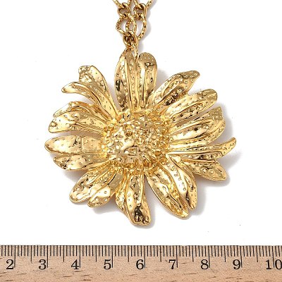 304 Stainless Steel Sunflower Shaped Pendant Necklaces for Women NJEW-L467-03G-1