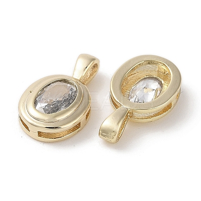 Brass Micro Pave Clear Cubic Zirconia Charms KK-G491-13G-1