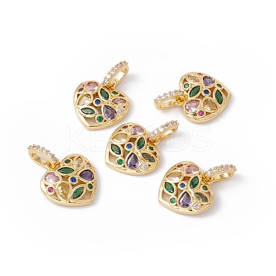 Rack Plating Brass Micro Pave Colorful Cubic Zirconia Pendants ZIRC-C040-16G-1